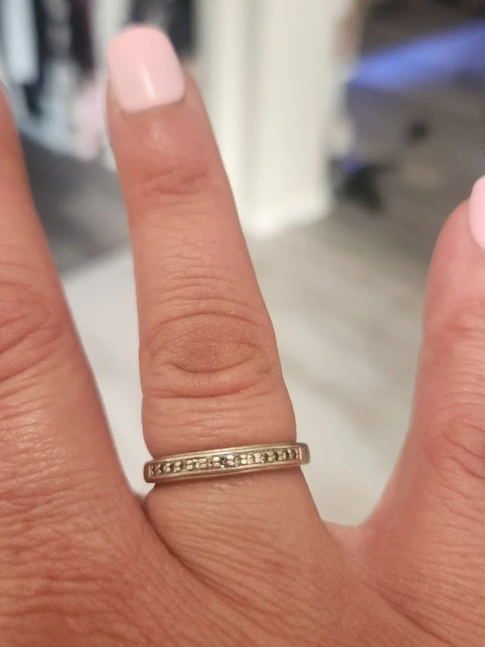 1/4 carat diamond wedding band sterling silver